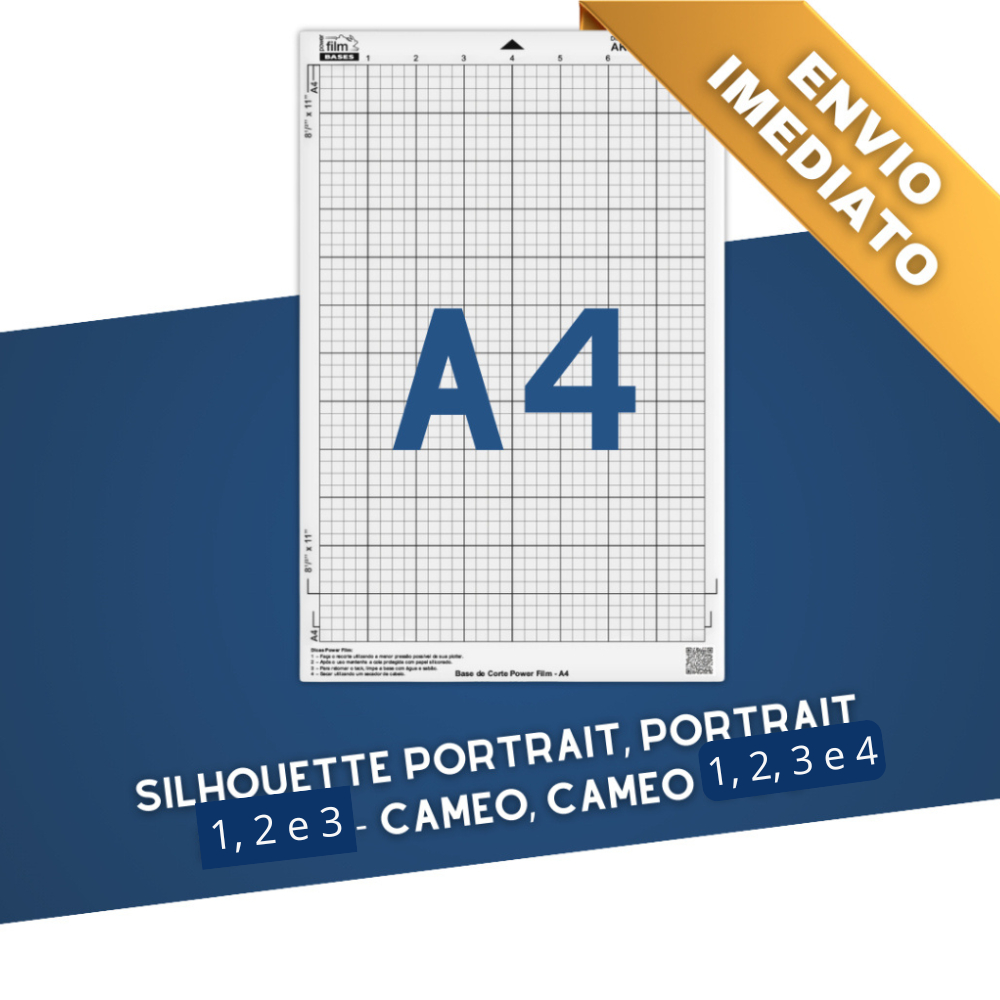 Base de corte para Silhouette Portrait A4 - 250 Microns Espessura Original - Transparente - Com Cola