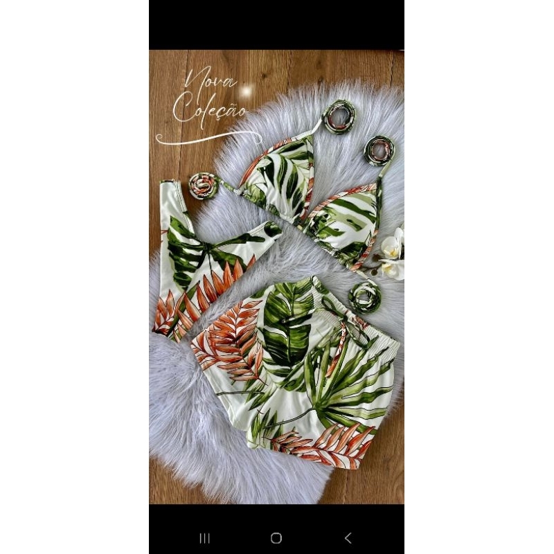 kit biquini com shorts biquini 3 em 1 cortininha com shortinho verão praia