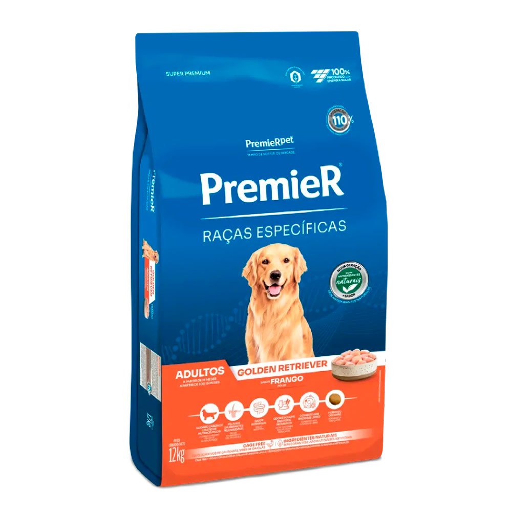 Ração Premier Raças Específicas Cães Adultos Golden Retriever Frango 12kg