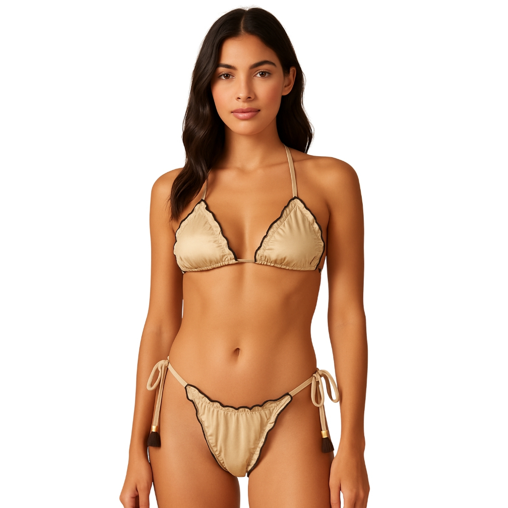 Biquíni Ripple Moda Praia Levanta Bum Bum Fio Dental Amarrar Saída Lançamento Short Roupa Banho