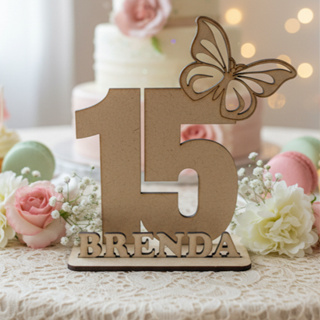 Kit Lembrancinha Idade e Nome Borboleta Personalizado Mdf 3mm em Oferta na Shopee