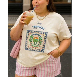 Tshirt Camiseta Inspiração Tropical Blusa Plus Size 100% Algodão G1 ao G5