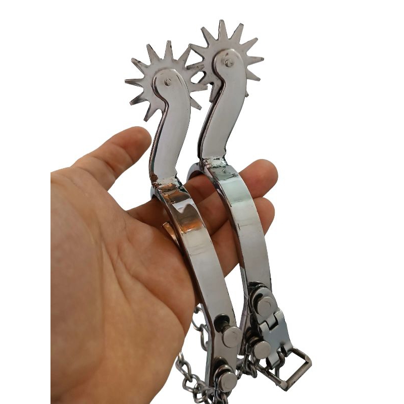 Espora inox doma 12 dentes cavalo vaquejada vaqueiro + correias