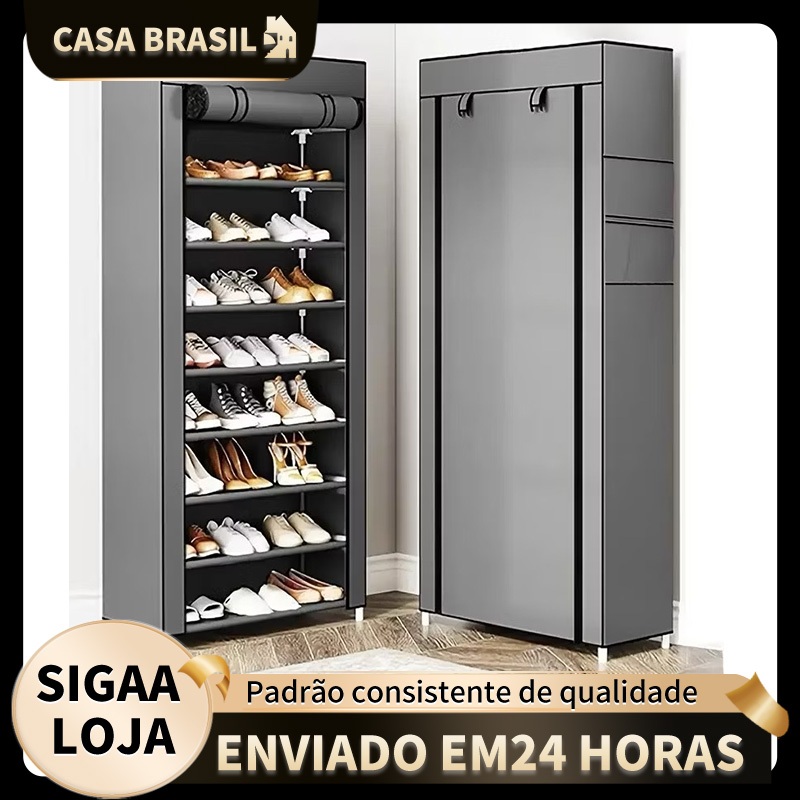 Organizador de sapatos com 9 prateleiras para sapatos, roupas e 27 pares de pertences Organizador de sapatos com 9 prateleiras para sapatos, roupas e 27 pares de pertences