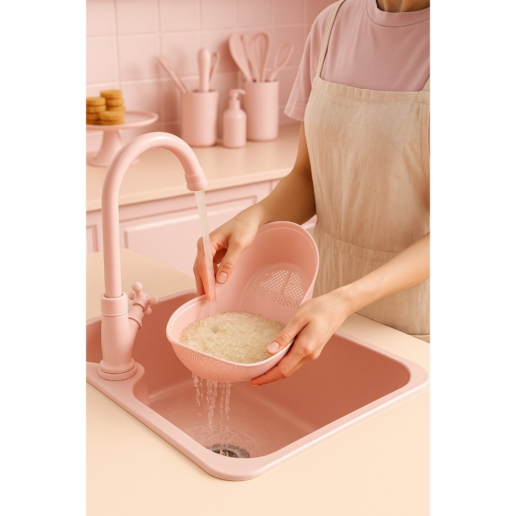 Lava Arroz em plástico ROSA em Oferta na Shopee