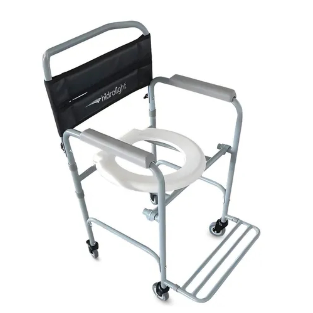 Cadeira De Banho Higiênica Dobrável Idoso Hidrolight Sc103 Desmontável Em Aço Leve