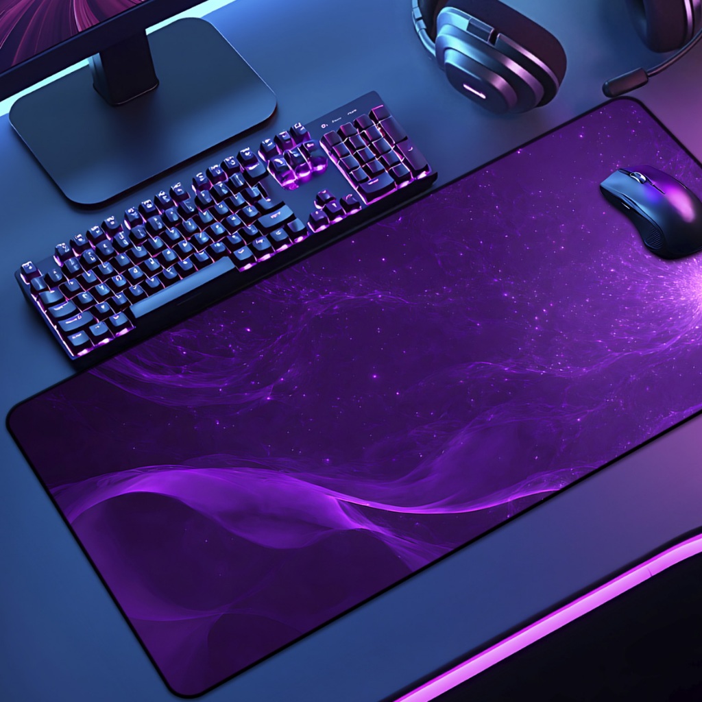 Mouse Pad Grande Gamer Purple 65x30 70x35 80x35 90x40 90x50 120x60 Antiderrapante Borda Costurada