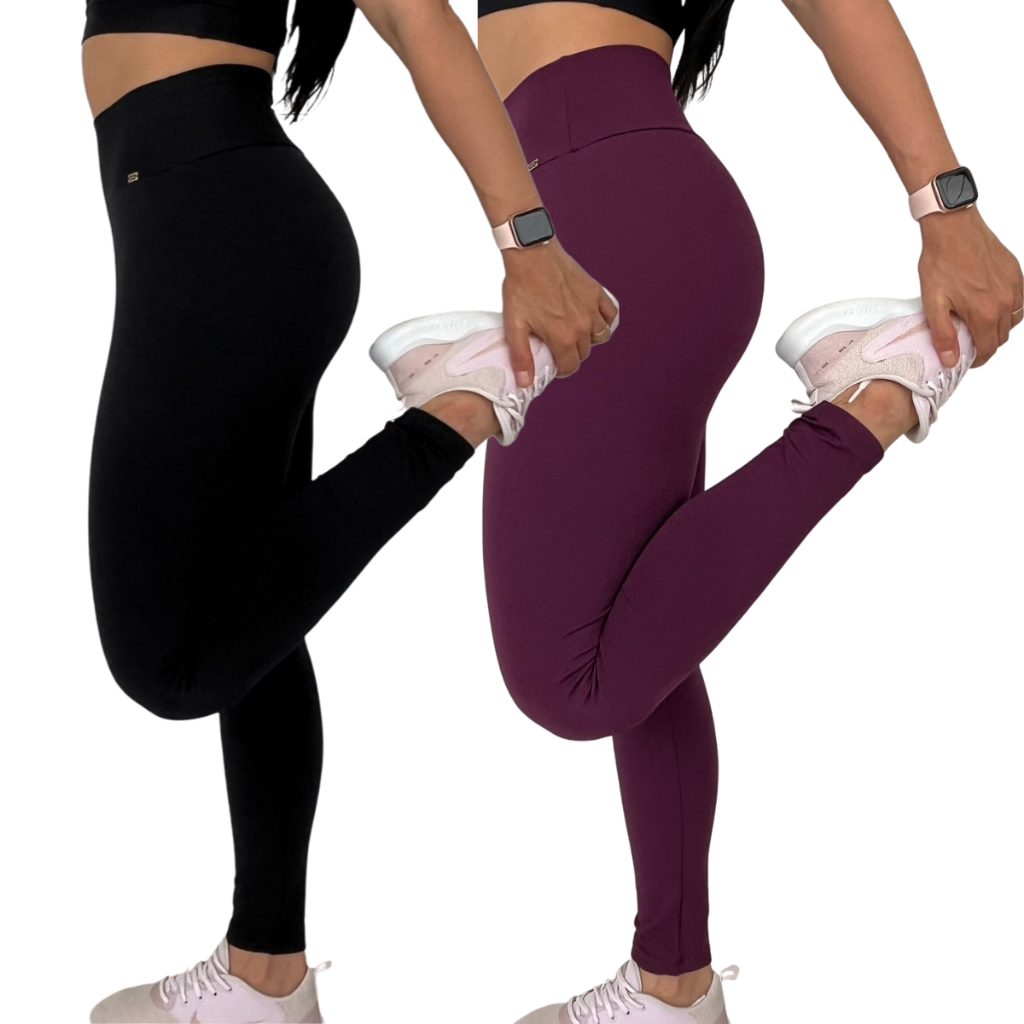 Calça Legging Feminina para Academia Tecido Encorpado Grossa Cintura Alta Poliamida Modeladora