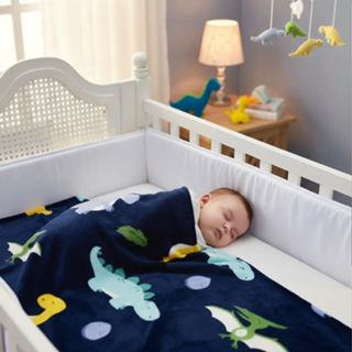 Cobertor Manta Bebe Estampado Neutro Não Alérgico Etruria Dinossauro Azul em Oferta na Shopee