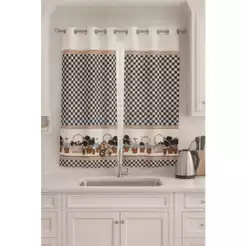 Cortina de Cozinha Fazendinha 2m x 1,40m altura Tecido Oxford Estampada Com Ilhós Top