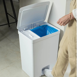 Lixeira De Pedal Trium 46 Litros Com Cesto Removível 4 Litros Bancada - OU em Oferta na Shopee