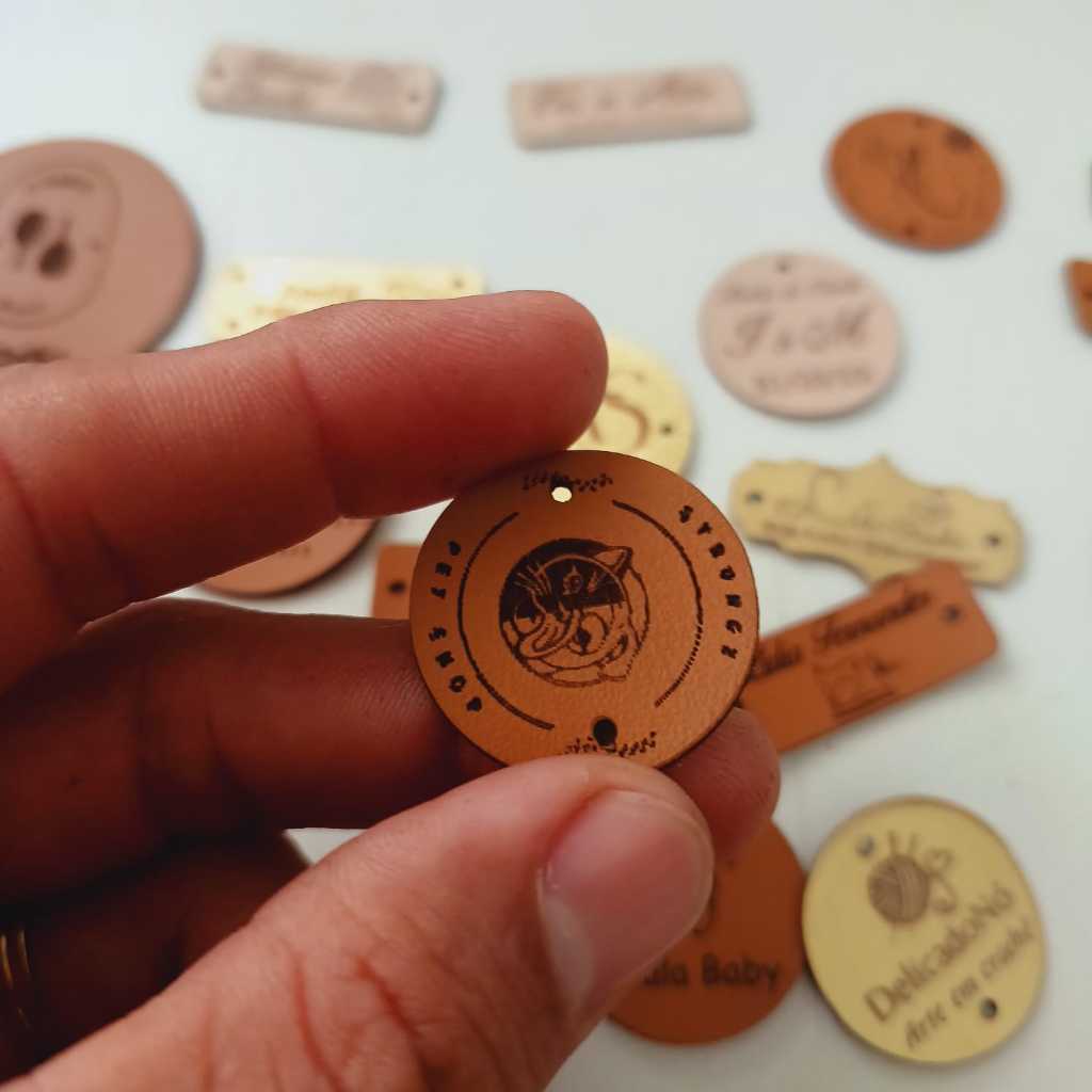Etiquetas Para Crochê Couro Sintético Personalizada