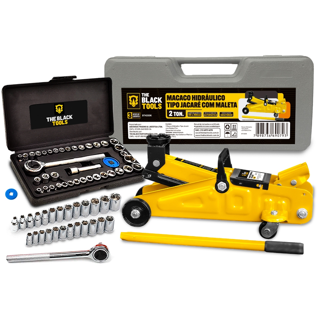 Macaco Hidráulico Jacarézinho 2 Toneladas + Kit Ferramentas em Oferta na Shopee