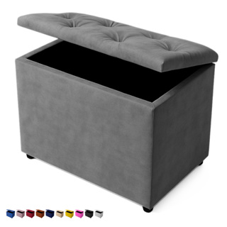 Baú Retangular Banquinho Suede e Corino Decorativo Guarda Objetos Organizador Puff Pufe em Oferta na Shopee