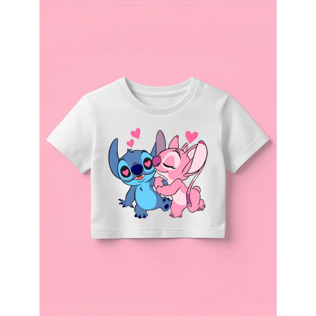 Camiseta Stitch Infantil Menina CAMISETA OU CROPPED Juvenil Filme Lilo Manga Curta Kids Subli