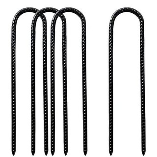 Estacas De Vergalhões 30cm Preto Gancho U Ferro 8mm (5pçs) Preto