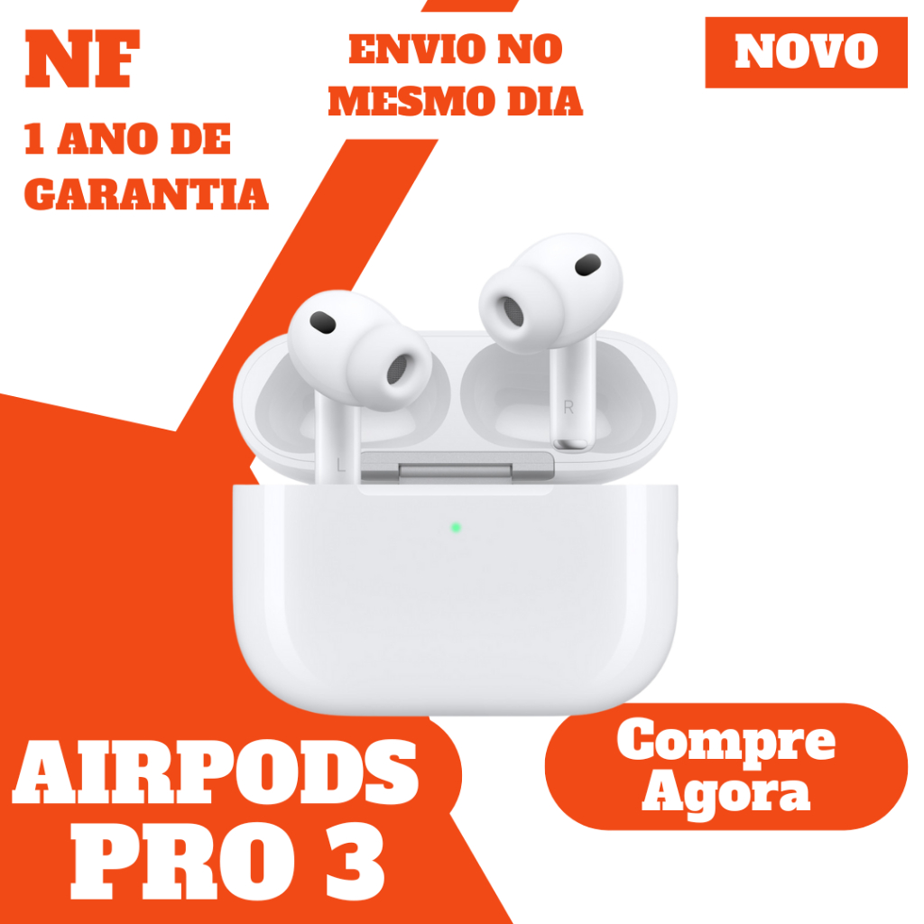 Fones Apple AirPods Pro 3 – Cancelamento Ativo de Ruído – Novo Original com — R$ 1.944,00 em Shopee, 28% OFF