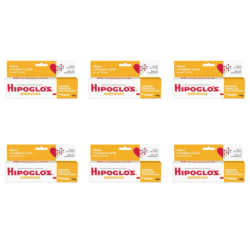 kit 6 Creme para Assaduras Hipoglós Amêndoas Nutre e Recupera 40g--.promocao