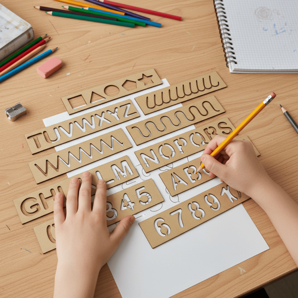 Brinquedo Educativo Pedagógico Régua vazada 12 peças em MDF