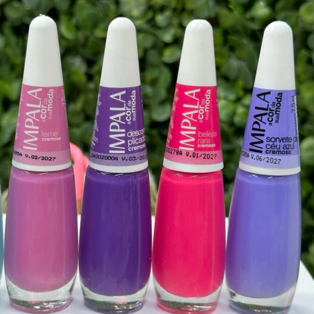 Kit 4 Esmalte Impala  Leme , Descomplicado, Beleza Rara e Sorvete de Céu Azul