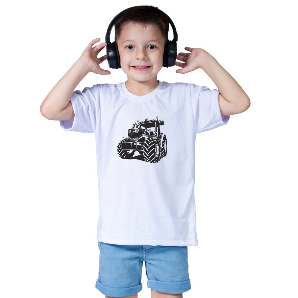 Camiseta Infantil trator Brinquedo Tratorzinho Rural Agro Agropecuaria