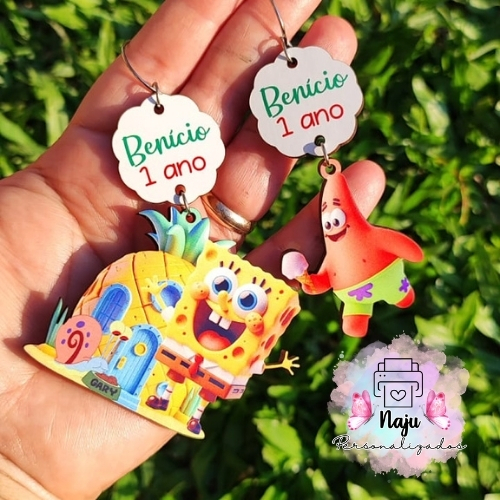 Chaveiro Bob Esponja em MDF - Lembrancinha Personalizada , Mimo Personalizado, Festa infantil, Aniversário