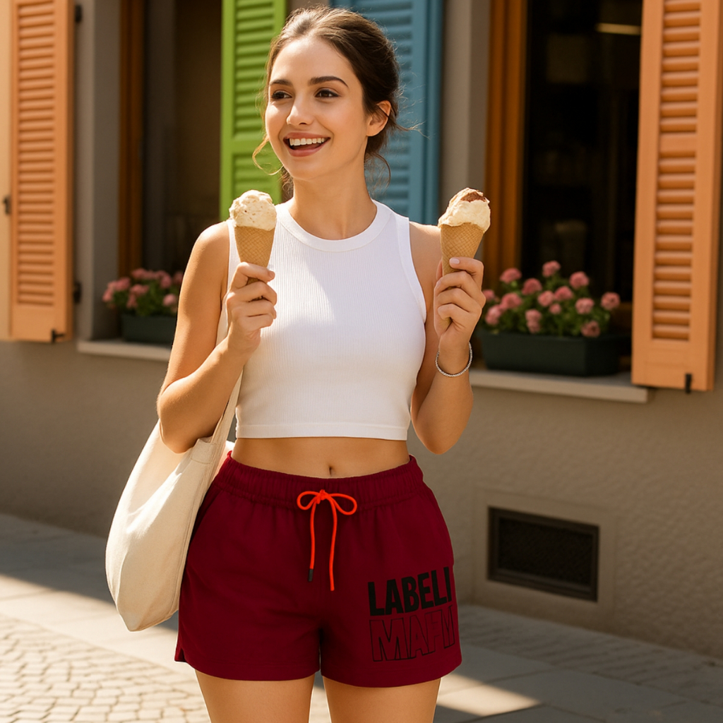 Short Feminino Labellamafia Original Esportivo Casual conforto com logo labellamafia lbm.