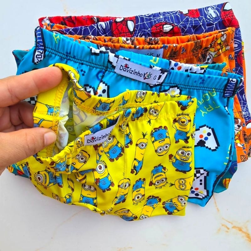 5 Cueca Box Menino Boxer Infantil Minino Criança Estampada De Personagens Confortável em Oferta na Shopee
