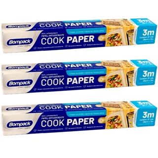 Kit 3 Papel Antiaderente Cook Paper Não Gruda 28cm x 3m Não Gruda Assar Grelhar Alimentos Air Fryer Forno - Bompack em Oferta na Shopee