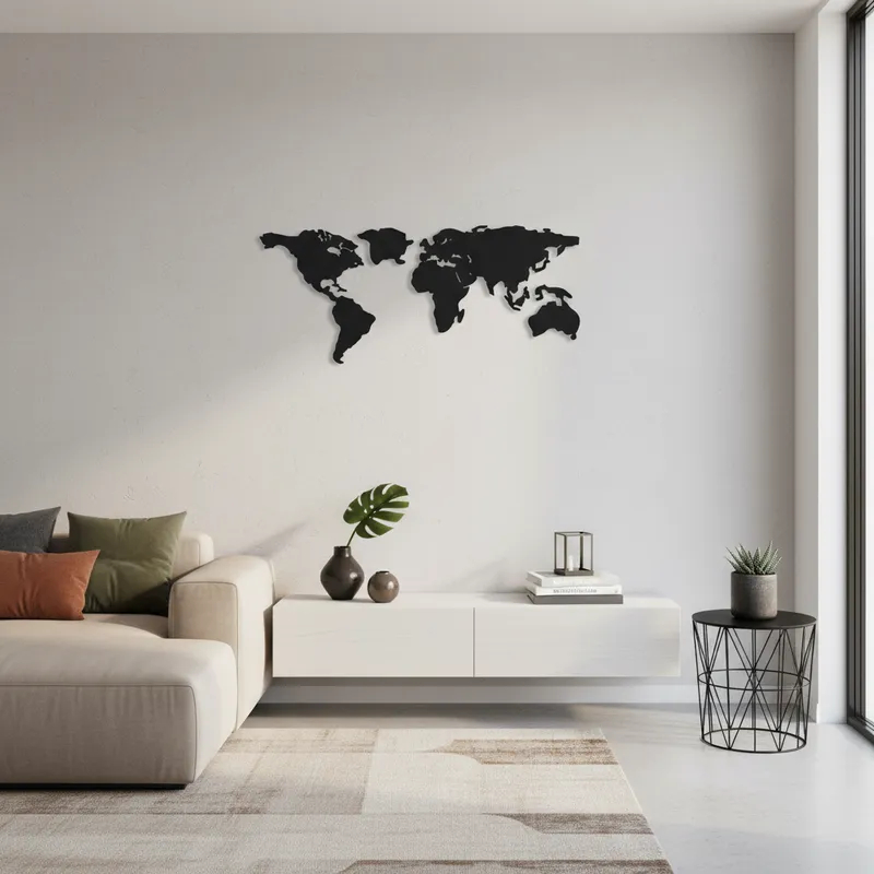 Quadro Decorativo Mapa Mundi Preto MDF 3mm com dupla face em Oferta na Shopee