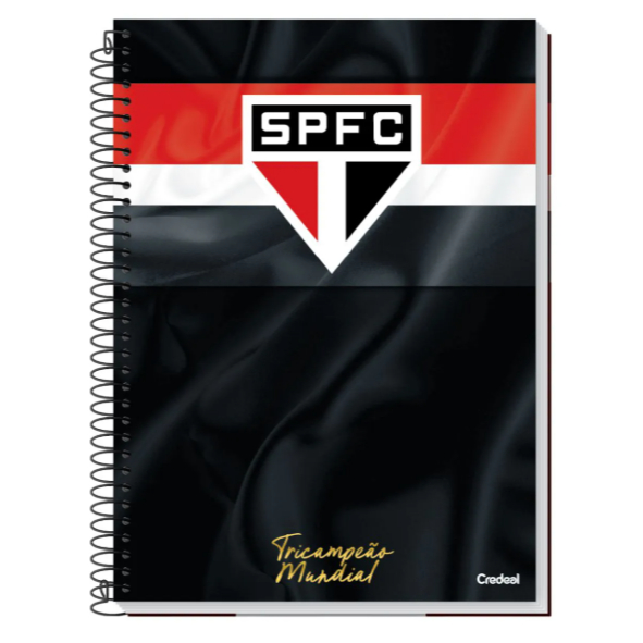 Caderno Espiral 10 Matérias SPFC – São Paulo Futebol Clube | 160 Folhas | Com Pôster | Credeal