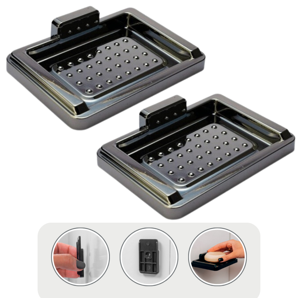 Kit 2 Suporte Saboneteira de Parede Plástico Resistente Banheiro Barato Achadinhos