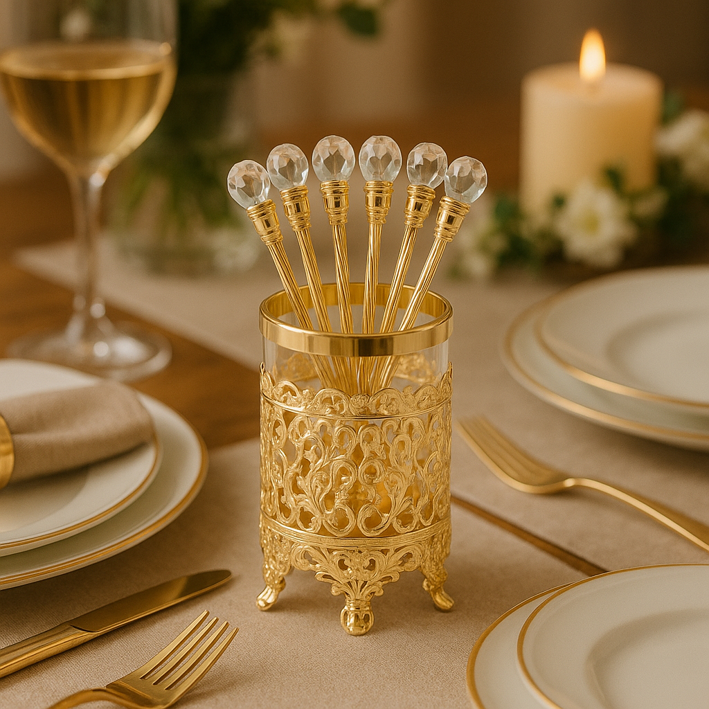 6 Colheres com Suporte Wolff de Zamac Dourada 14cm Elegante Luxo em Oferta na Shopee