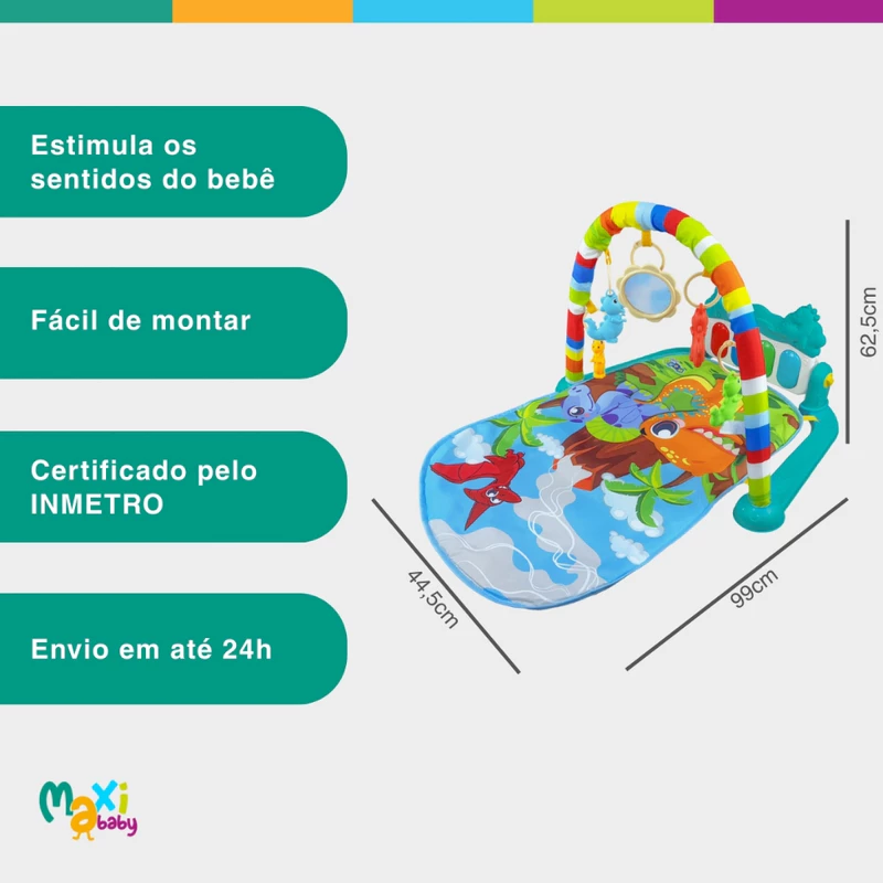 Tapete de Atividades para Bebê Piano Funny Dino Maxi Baby — foto 7