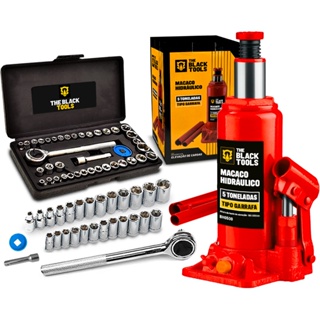 Macaco Hidráulico Garrafa 5 Toneladas Mecânico + 40 Soquetes em Oferta na Shopee