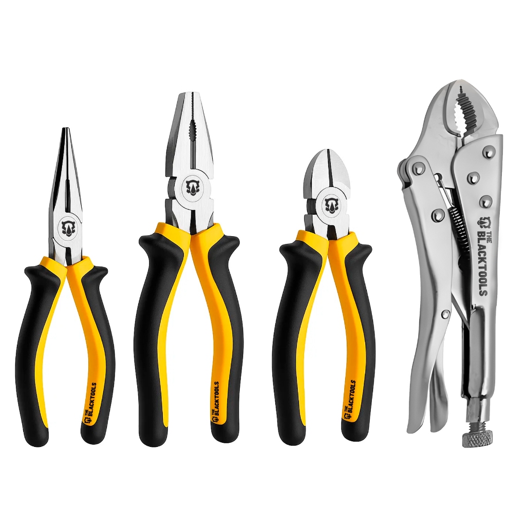 Alicate Universal Bico Corte E Pressão Kit Jogo De 4 Peças The Black Tools em Oferta na Shopee
