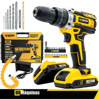 Furadeira Parafusadeira De Impacto 3/8 21V Com 2 Baterias + 31 Acessórios e Maleta FST009 -Fasterr em Oferta na Shopee