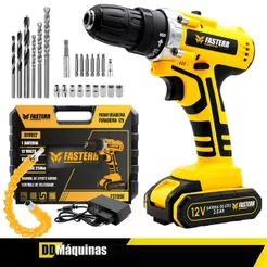 Furadeira e Parafusadeira 12V Completa Com Bateria 24 Acessórios e Maleta FST006 - Fasterr