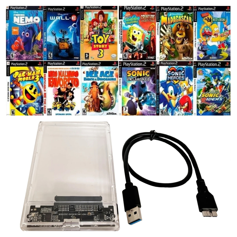 Hd 320 GB c/ 100 Jogos para Playstation 2 + bonus de emuladores de Atari e Super Nitendo