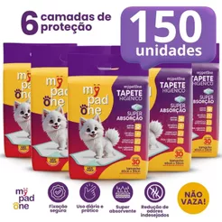 Kit Tapete Higiênico Premium para Caes MyPadOne 60cmx50cm Ultra Absorção 60 a 150 Unidades
