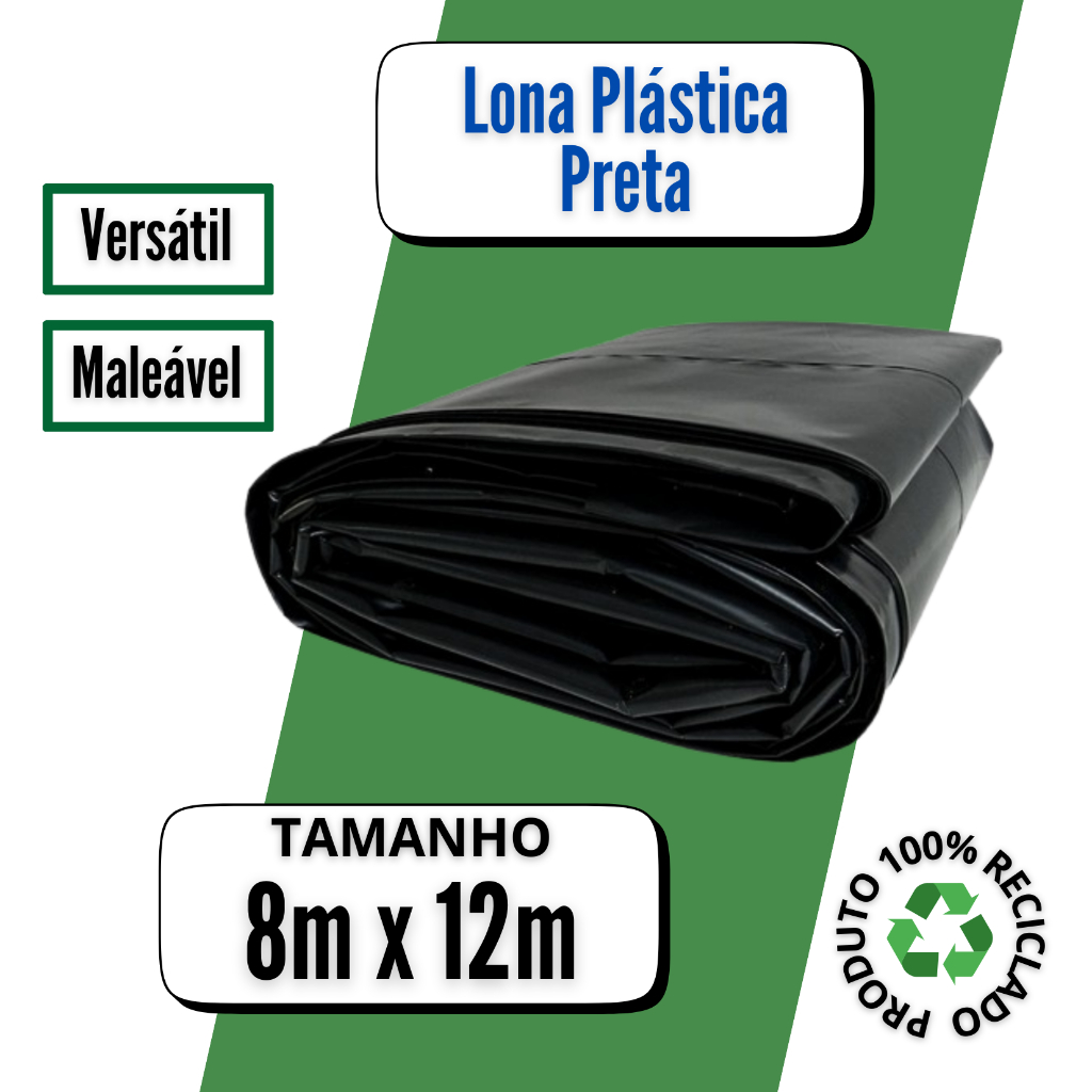 Lona Plástica Preta 8x12 Multiuso Para Piso Pintura Construção 100 Micras