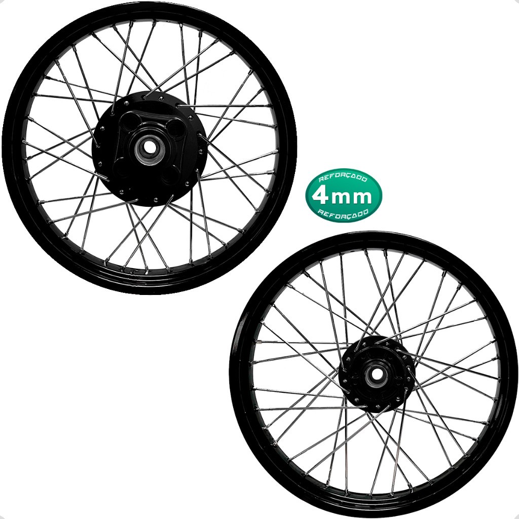 Par Roda Aro Preto Tork Titan Fan 125 2005 a 2008 e Titan 125 2000 a 2004