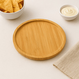 Petisqueira Bambu Média Redonda 20x20, 25x25 E 30x30 Queijo Carne Frios Linha Premium