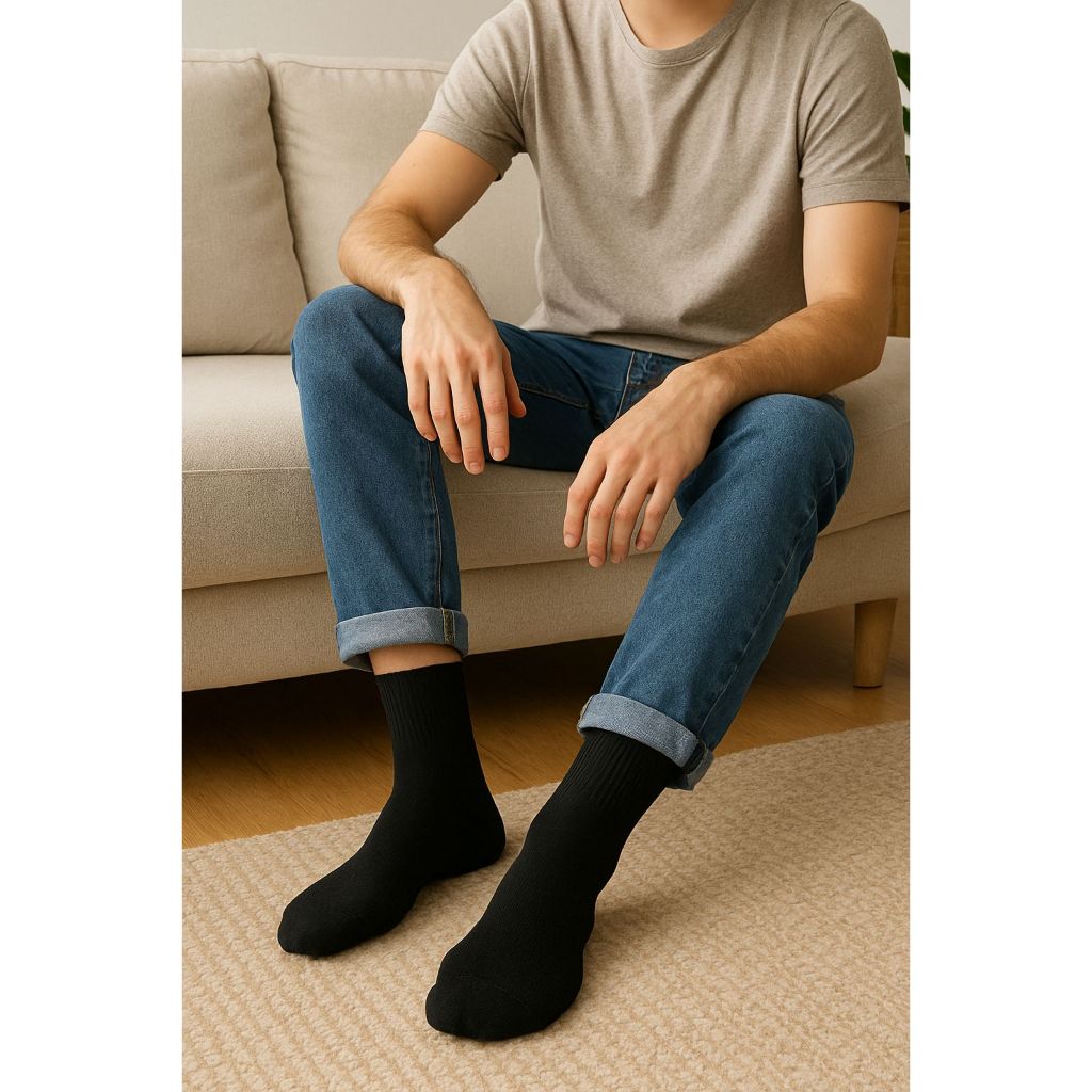 MEIAS ATACADO KIT COM 144 PARES DE MEIAS CANO ALTO LONGO UNISSEX CONFORTÁVEL MACIA, COR PRETO PROMOÇÃO
