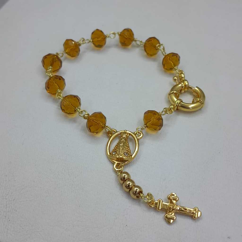 Pulseira Fé Denário N.S. Aparecida em Ouro18k