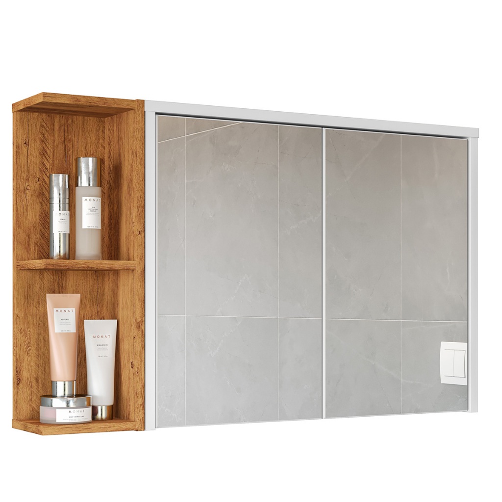 AJP Móveis Armário De Banheiro Aéreo Espelheira Veneza 1 Porta Com Espelho Fundo Flex Color