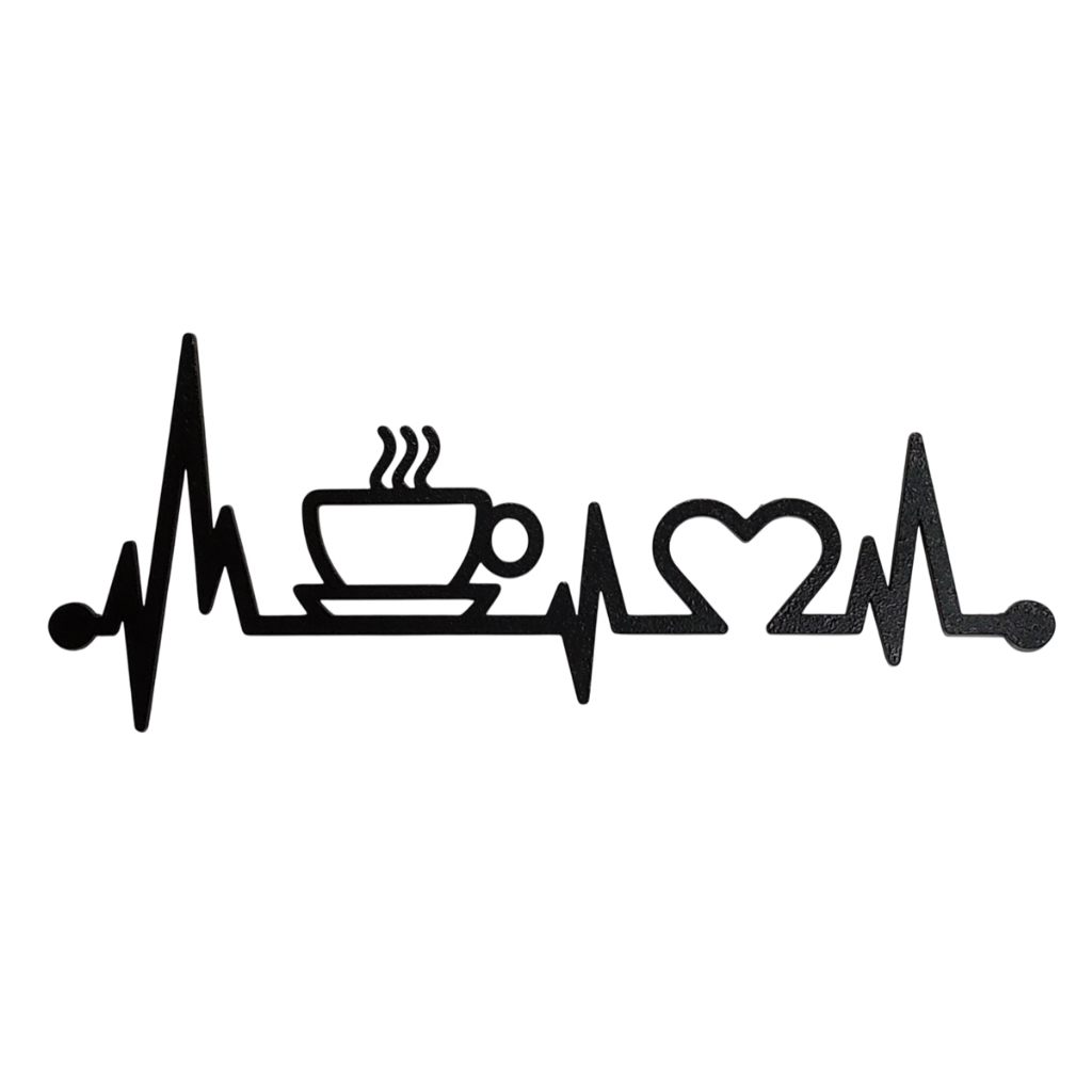 Quadro Decorativo Frequência Cardíaca TAMANHO GRANDE Café em MDF 30cmx12cm