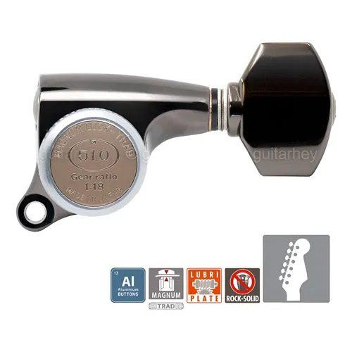 Tarraxa Gotoh Guitarra Violão Cosmo Black 3+3 SGS510 MGT Serie 510