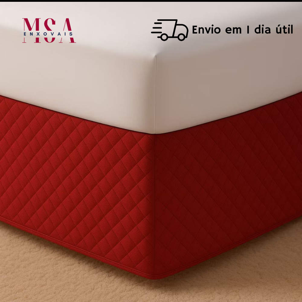 Saia Para Cama Box Queen Casal King Solteiro Saia Protetora com Elástico Saia Box em Microfibra