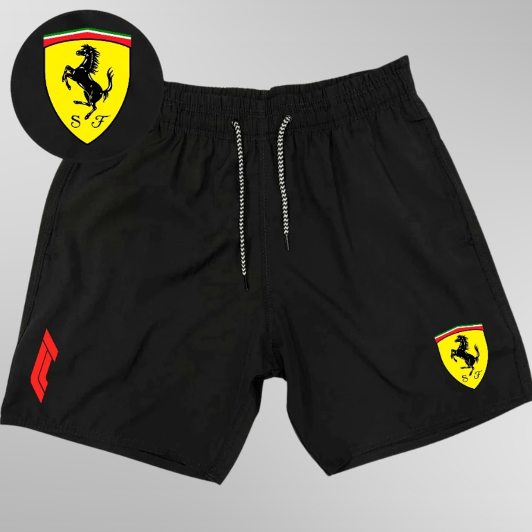 Bermuda Esportiva de Elastano Masculina - F1 FERRARI - Academia Corrida Skate Basquete Otaku